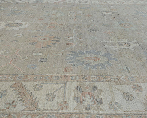 10x14 Brown Oushak Turkish Hand Knotted Soft Wool Area Rug